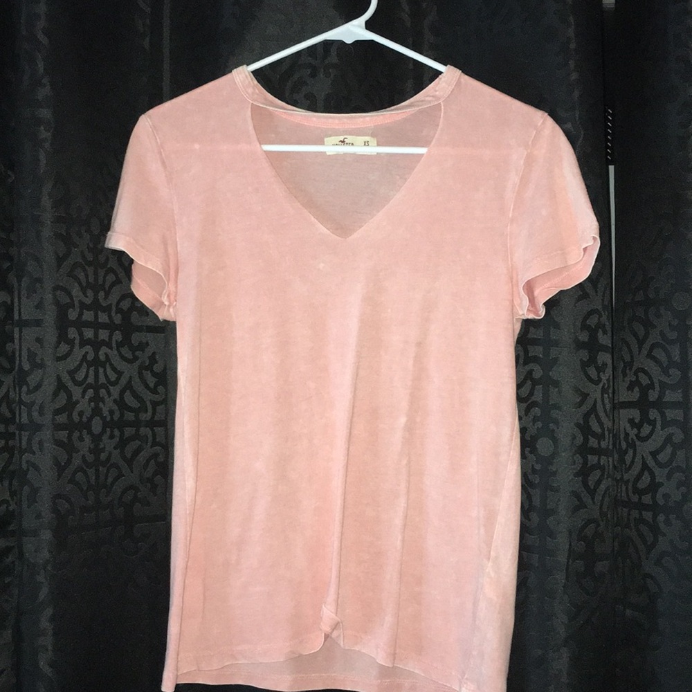 Light pink choker cut out shirt